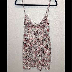 BILLABONG - Tribal Mini Spaghetti Strap Front Button Dress Sz S